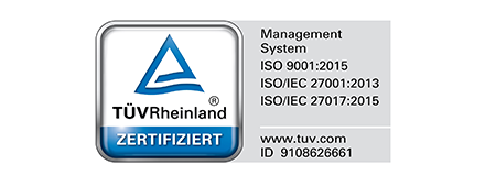 ISO 9001:2015, ISO/IEC 27001:2013 und ISO/IEC 27017:2015 – zertifiziert