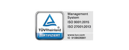 ISO 9001:2015 und ISO 27001:2013 - Zertifiziert ISO 9001:2015 und ISO 27001:2013 - Zertifiziert