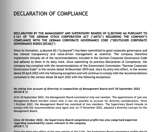 Declarations of Compliance