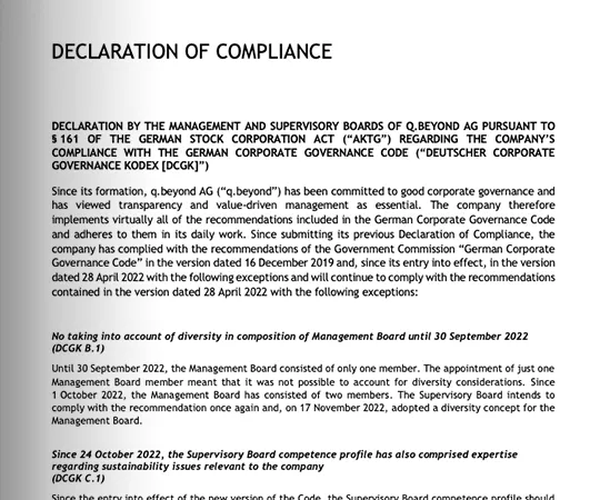Declarations of Compliance