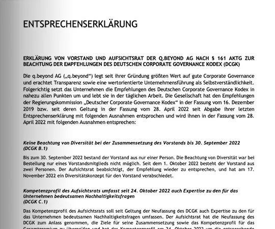 Entsprechens­erklärung